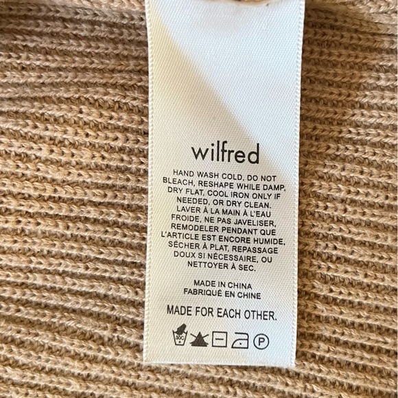 Aritzia Wilfred Merino Wool Tan Mock Neck Sweater S Neutral Capsule Knit - Picture 6 of 11